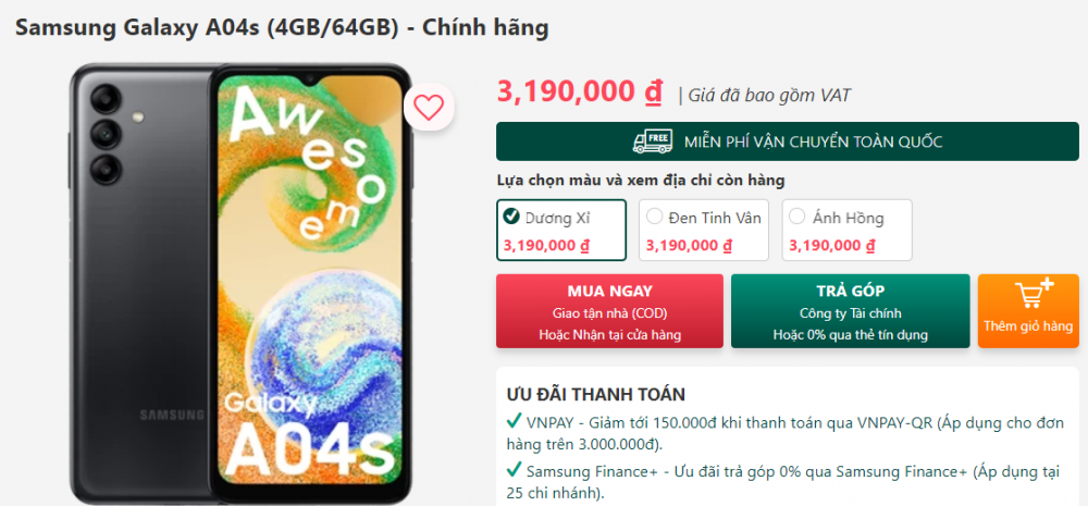 Samsung Galaxy A04S giá chỉ còn 3 triệu: Liệu có đáng mua trong tháng 8 này?