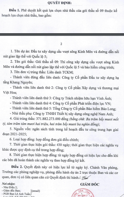 Hải Dương: Chọn xong đơn vị xây dựng cầu vượt sông Kinh Môn và đường dẫn nối nút giao lập thể với Quốc lộ 5