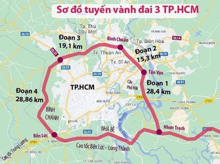 Dự án đường Vành đai 3 Tp. Hồ Chí Minh đoạn Tân Vạn - Nhơn Trạch. (Nguồn ảnh: ttbc-hcm.gov.vn).