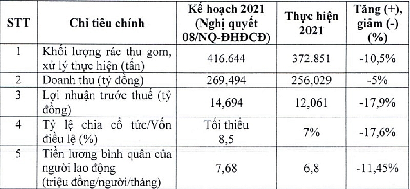 Kết quả kinh doanh của DNE trong năm 2021