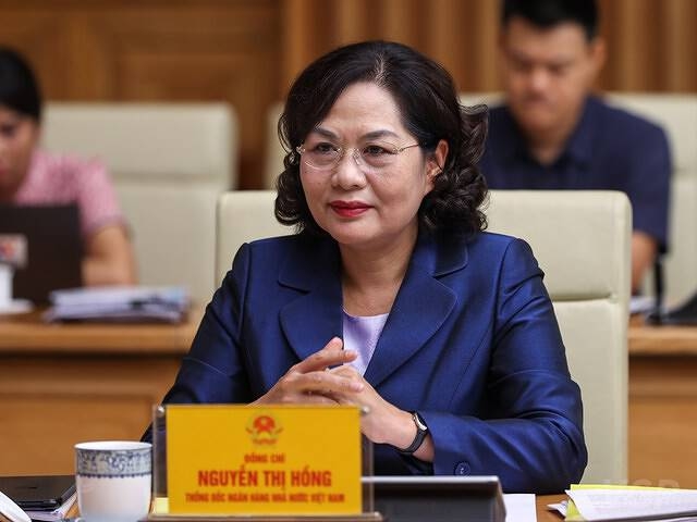 Thống đốc NHNN Nguyễn Thị Hồng tại hội nghị. (Nguồn: VPG)