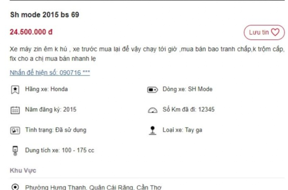 Xe máy Honda SH Mode giá 