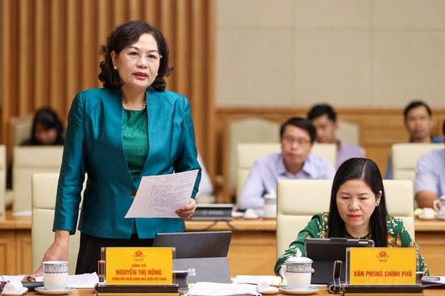 Thống đốc Ngân hàng Nhà nước Nguyễn Thị Hồng phát biểu - Ảnh: VGP/Nhật Bắc