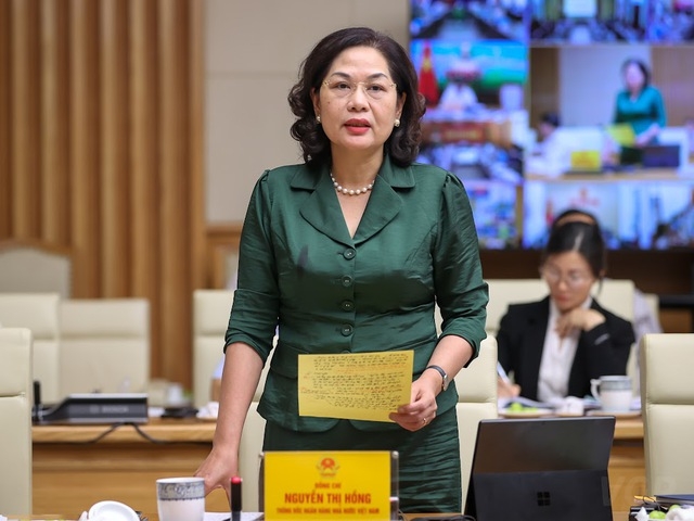 Thống đốc Ngân hàng Nhà nước Việt Nam Nguyễn Thị Hồng phát biểu tại hội nghị