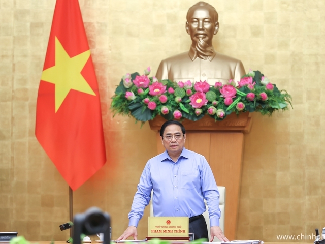 Thủ tướng Phạm Minh Chính phát biểu tại phiên họp Chính phủ thường kỳ tháng 8 (Ảnh: chinhphu.vn)