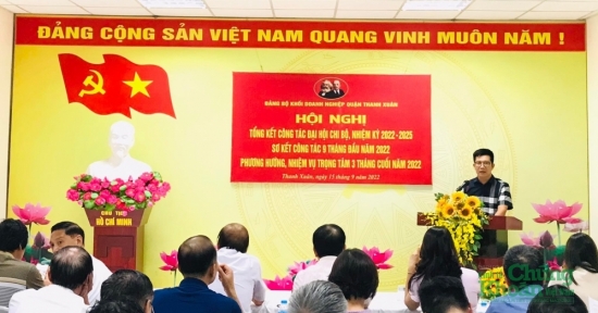 Đảng ủy Khối Doanh nghiệp quận Thanh Xuân tổng kết công tác Đại hội chi bộ, sơ kết công tác 9 tháng đầu năm, triển khai nhiệm vụ 3 tháng cuối 2022