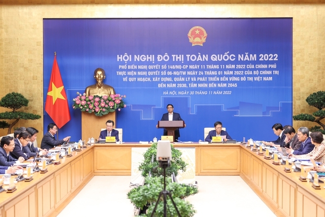 Thủ tướng Phạm Minh Chính chủ trì Hội nghị đô thị toàn quốc - Ảnh: VGP