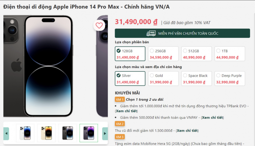 Giá iPhone 14 Pro Max mới nhất ngày 2/12: Giảm 