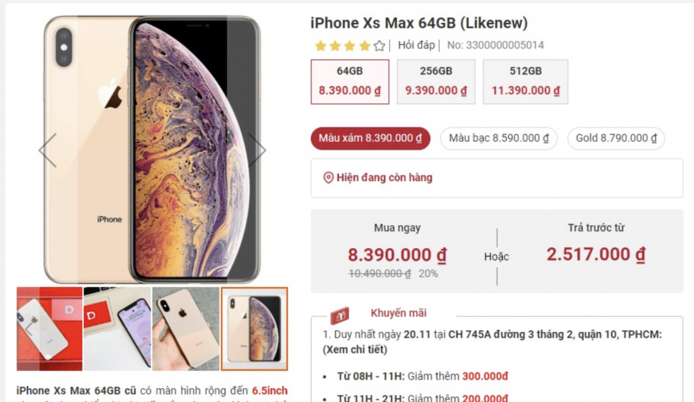 Giá iPhone XS Max mới nhất ngày 19/12: Lọt tốp điện thoại giá rẻ đáng mua nhất
