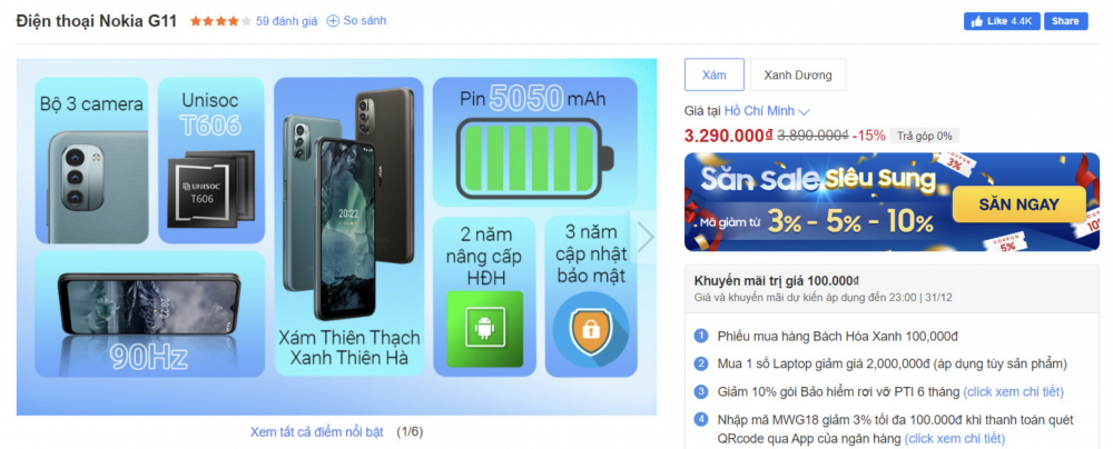 Giá Nokia G11 mới nhất cuối tháng 12/2022: Máy đẹp giá sale, dân tình 