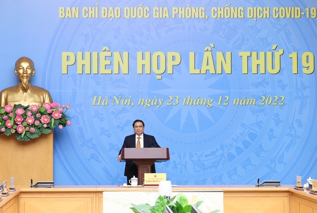 Thủ tướng Phạm Minh Chính, Trưởng Ban Chỉ đạo quốc gia phòng chống dịch COVID-19 chủ trì phiên họp lần thứ 19 của Ban Chỉ đạo - Ảnh: VGP