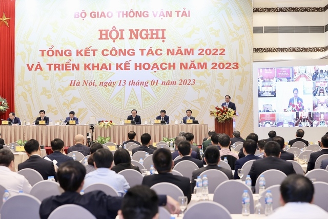 Thủ tướng Chính phủ Phạm Minh Chính dự Hội nghị tổng kết công tác năm 2022, triển khai nhiệm vụ năm 2023 của ngành giao thông vận tải - Ảnh: VGP