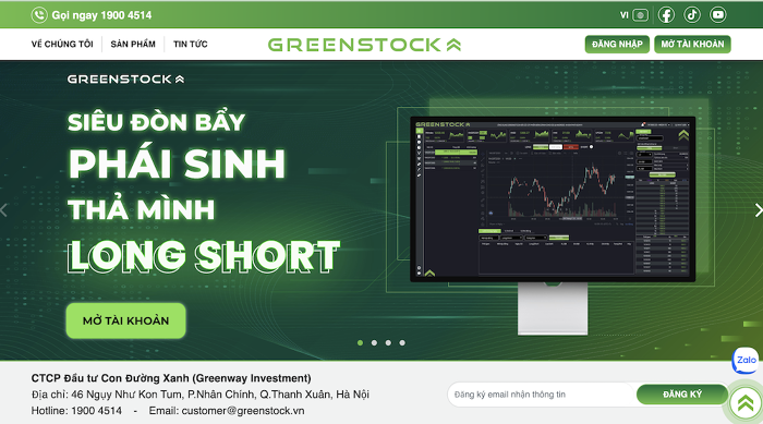 Website Greenstock.vn vừa bị Ủy ban Chứng khoán Nhà nước cảnh báo. Ảnh chụp màn hình.