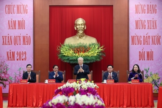 Tổng Bí thư chúc Tết lãnh đạo, nguyên lãnh đạo Đảng, Nhà nước nhân dịp Xuân Quý Mão 2023