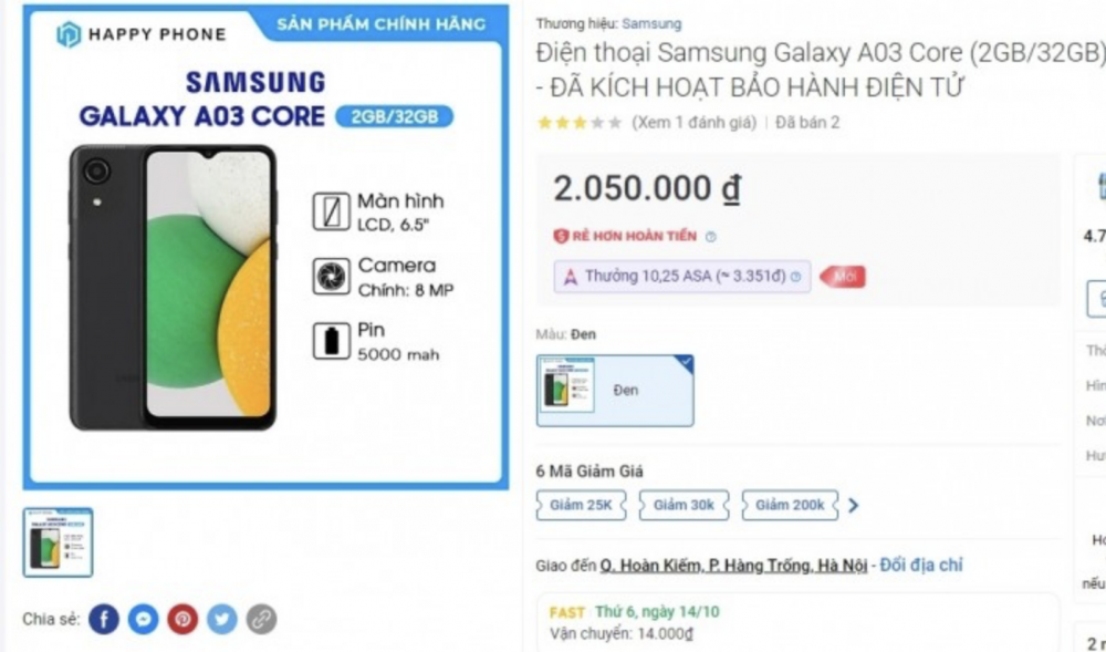 Siêu phẩm nhà Samsung siêu sale: Chưa đến 2 triệu đã có điện thoại màn hình lớn, pin 5000 mAh