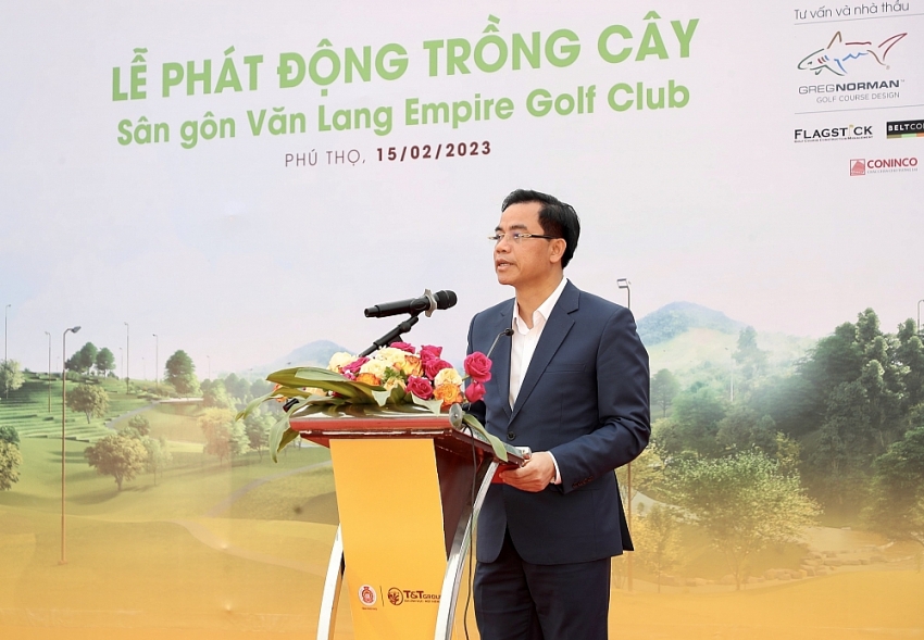 Ông Quách Hải Lý, Phó Bí thư Huyện ủy, Chủ tịch UBND huyện Tam Nông (tỉnh Phú Thọ) phát biểu tại sự kiện