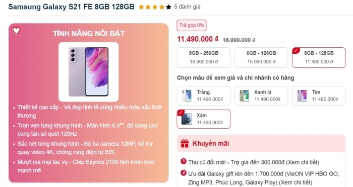 Samsung Galaxy S21 FE trợ giá hết nấc cho các fan: Không mua bây giờ thì bao giờ?