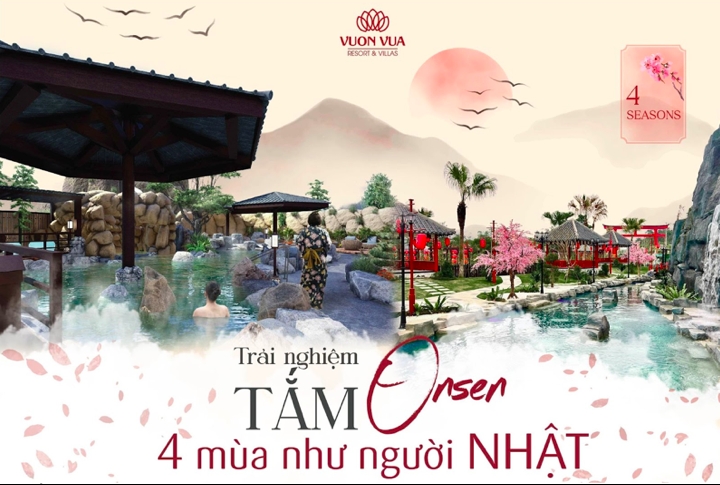 Trải nghiệm ngâm tắm Onsen khám phá văn hóa Nhật ngay tại Vườn Vua Resort & Villas
