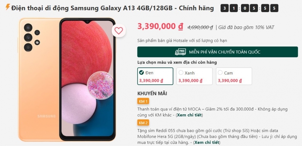 Giá Samsung Galaxy A13 mới nhất đầu tháng 4/2023: Rẻ quá hóa 