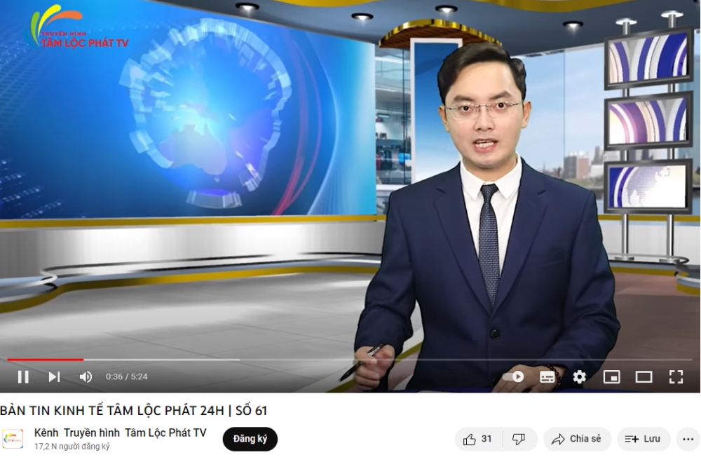 Kênh truyền hình Tâm Lộc Phát TV thực chất chỉ là 1 kênh Youtube với hơn 13.000 lượt theo dõi và chủ yếu đăng về hoạt động nội bộ của công ty