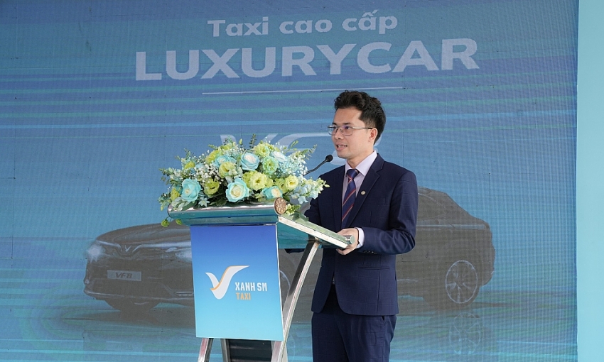 Ông Nguyễn Văn Thanh - Tổng giám đốc Công ty GSM giới thiệu về dịch vụ Taxi Xanh SM sẽ chính thức triển khai tại TP.HCM từ ngày 30/4/2023