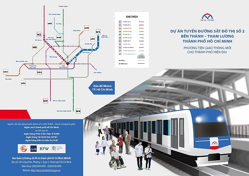 Dự án tàu điện ngầm số 2, tuyến Bến Thành - Tam Lương. Nguồn: Ban QLDA Đường sắt đô thị TPHCM