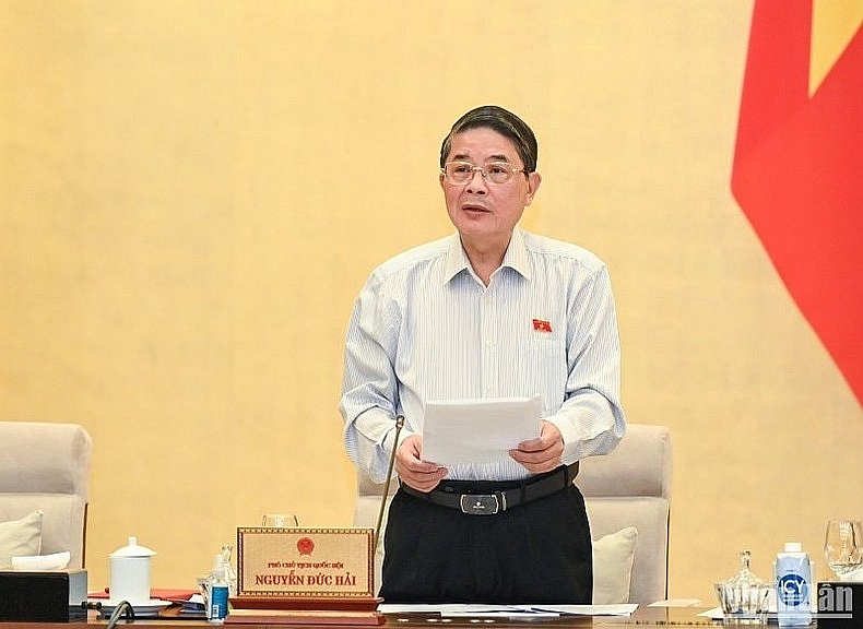 Phó Chủ tịch Quốc hội Nguyễn Đức Hải phát biểu kết thúc nội dung thảo luận. (Ảnh: DUY LINH)