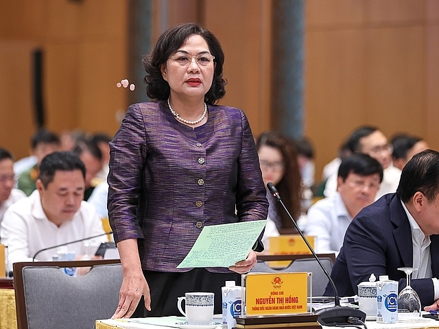 Thống đốc Nguyễn Thị Hồng cho biết, NHNN điều hành tỷ giá cân nhắc trên cục diện toàn nền kinh tế, không vì lợi ích của bất kỳ doanh nghiệp nào - Ảnh: VGP/Nhật Bắc