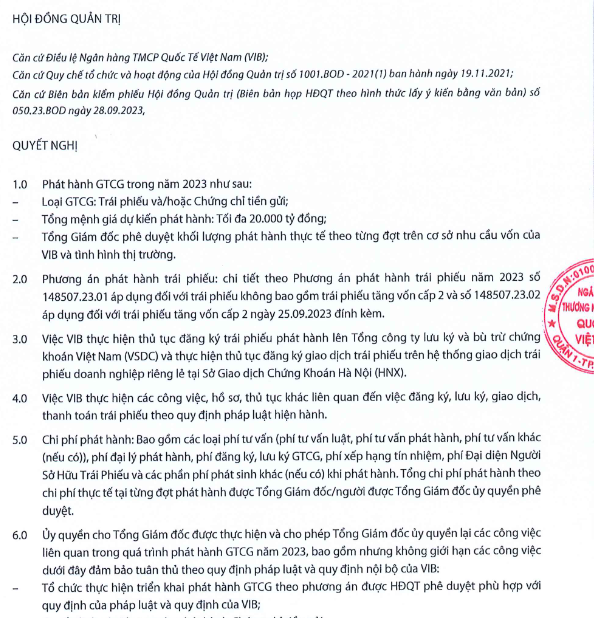 Ngân hàng VIB sắp phát hành 20.000 tỷ đồng giấy tờ có giá