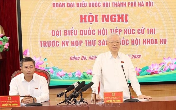 Tổng Bí thư tiếp xúc cử tri Hà Nội trước kỳ họp thứ 6, Quốc hội khóa XV