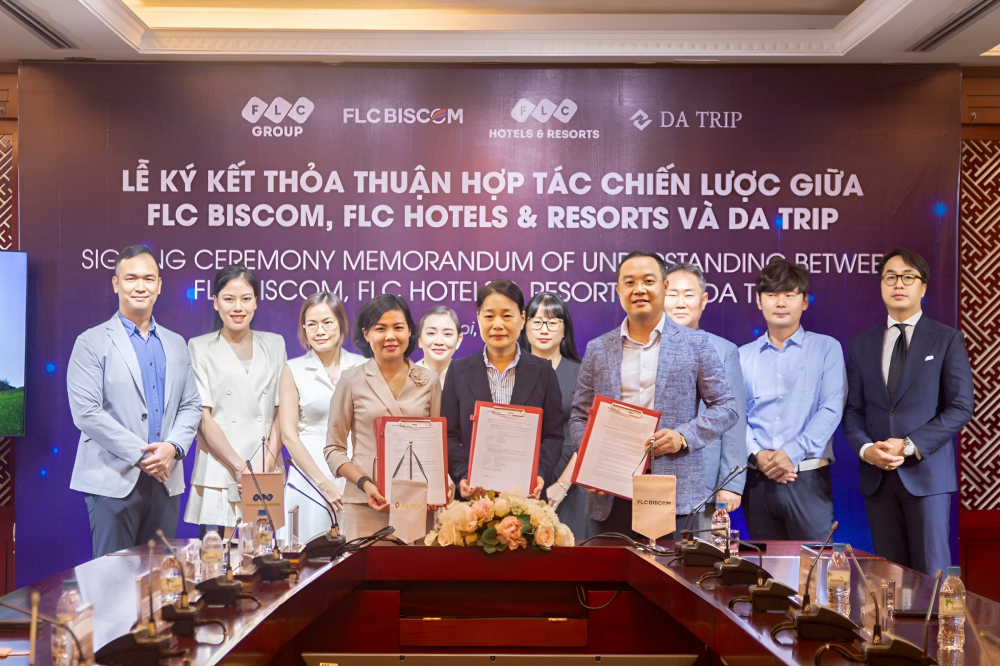 FLC Hotels Resorts và FLC Biscom có hoạt động ký kết thỏa thuận hợp tác chiến lược với DA Trip. Ảnh: FLC Biscom