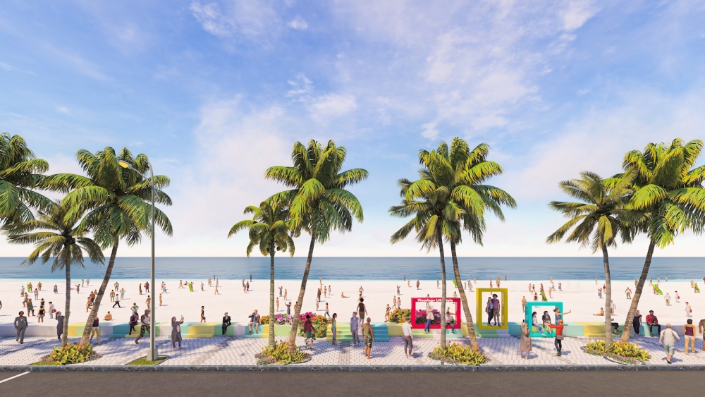 Bãi biển Hải Tiến trong xanh, thu hút đông đảo khách du lịch đến dự án. Ảnh: Flamingo