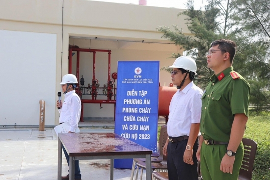 Nhà máy Nhiệt điện Vĩnh Tân 4 tổ chức diễn tập PCCC năm 2023 cho người lao động