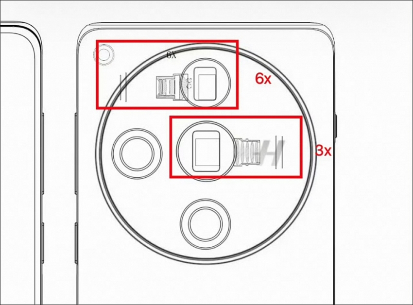 Bản vẽ kỹ thuật của một mẫu thuộc dòng Find X7 cho thấy hệ thống camera tiềm vọng kép