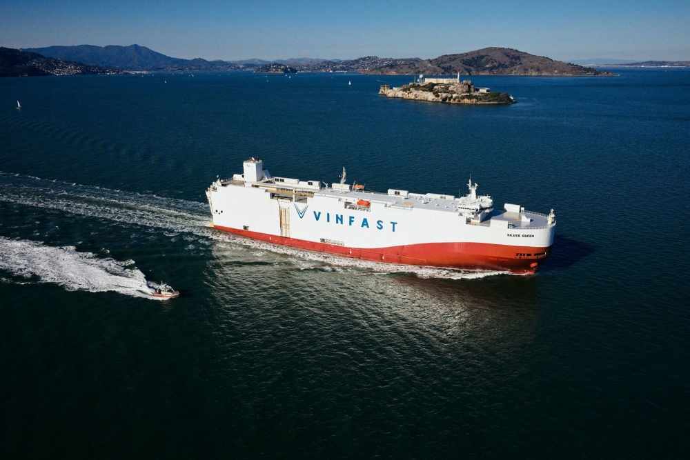 Tàu vận chuyểnlô xe VinFast đầu tiên xuất sang Mỹ