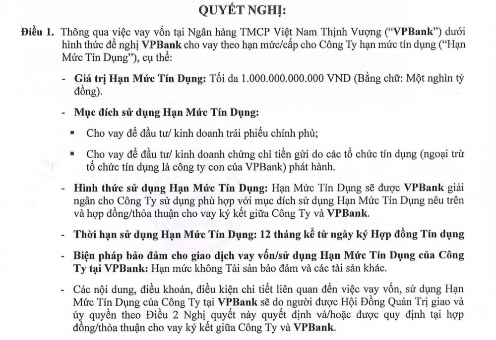 Chứng khoán Tiên Phong (ORS) muốn vay 1.000 tỷ đồng từ VPBank