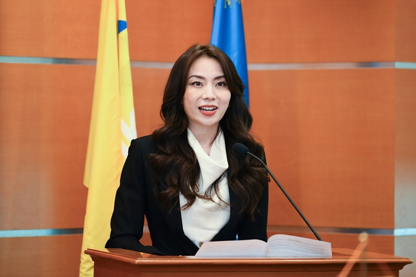 Phó Giám đốc Ngân hàng số PVcomBank – Bà Hà Thị Thu Trang phát biểu tại sự kiện
