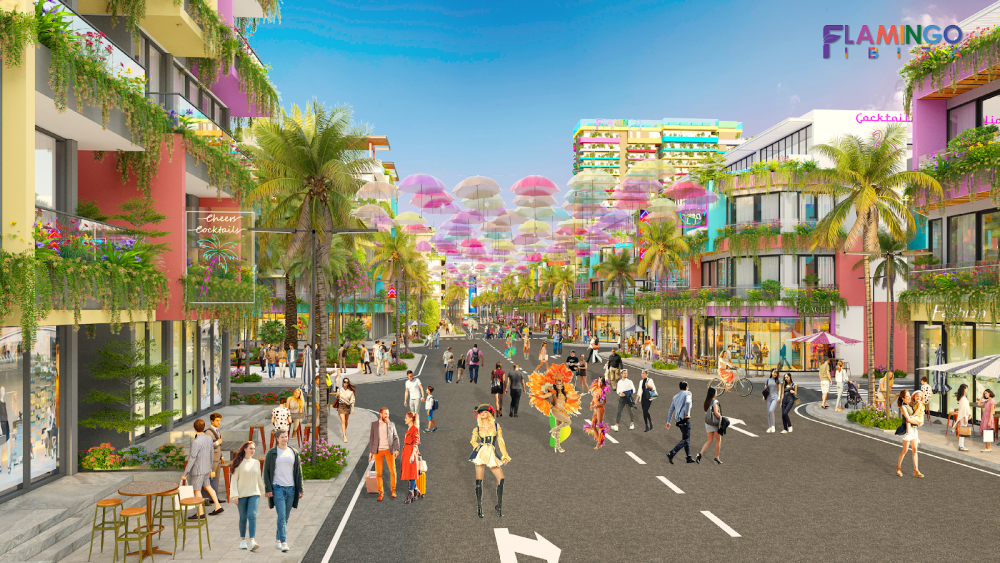 Những con phố kinh doanh sầm uất tại dự án Flamingo Ibiza Hải Tiến.
