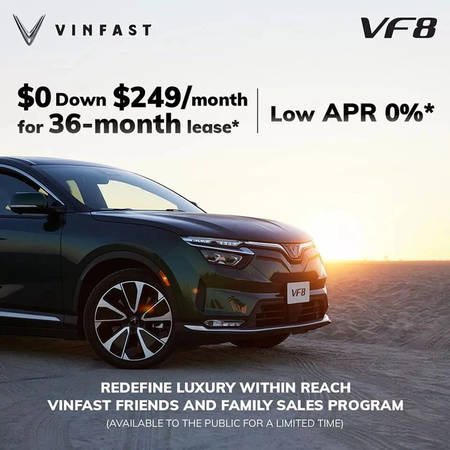 VinFast VF 8 là mẫu xe có giá thuê rẻ nhất tại Mỹ