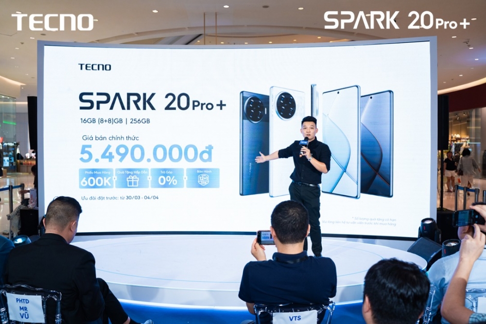 Điện thoại Tecno Spark 20 Pro+ ra mắt tại Việt Nam, màn hình cong 3D cùng hệ thống camera 108MP