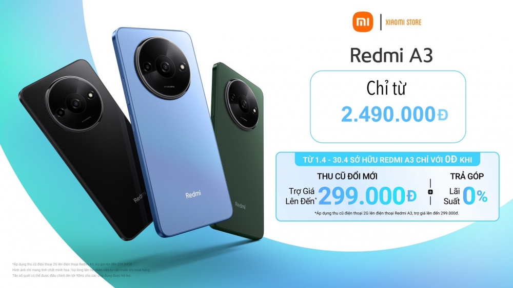 Xiaomi Redmi A3 mở bán tại Việt Nam với giá chỉ từ 2,5 triệu đồng