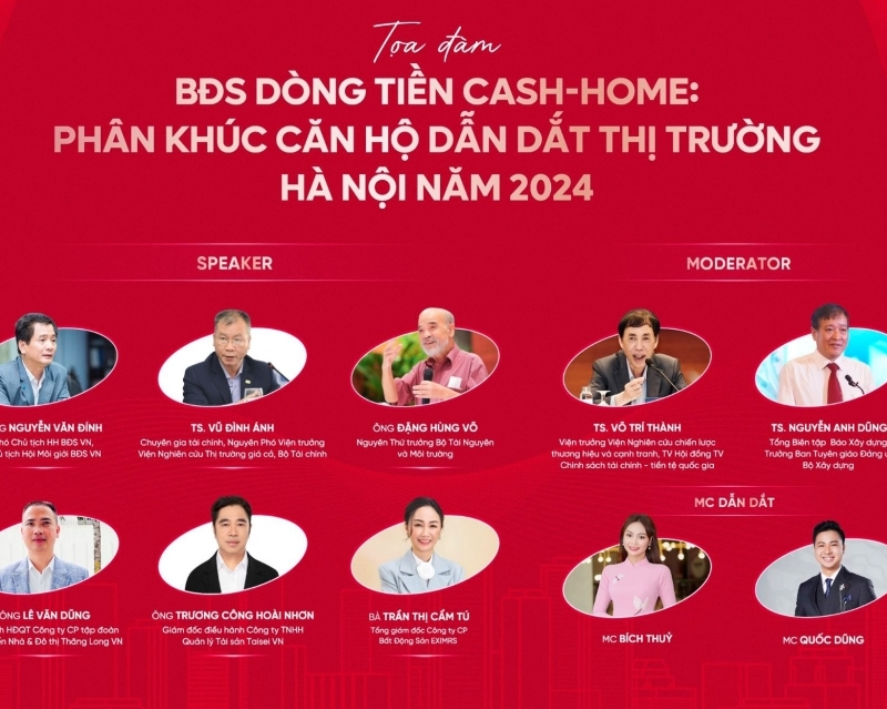 Sắp diễn ra Toạ đàm “Bất động sản dòng tiền Cash-Home: Phân khúc căn hộ dẫn dắt thị trường Hà Nội năm 2024”