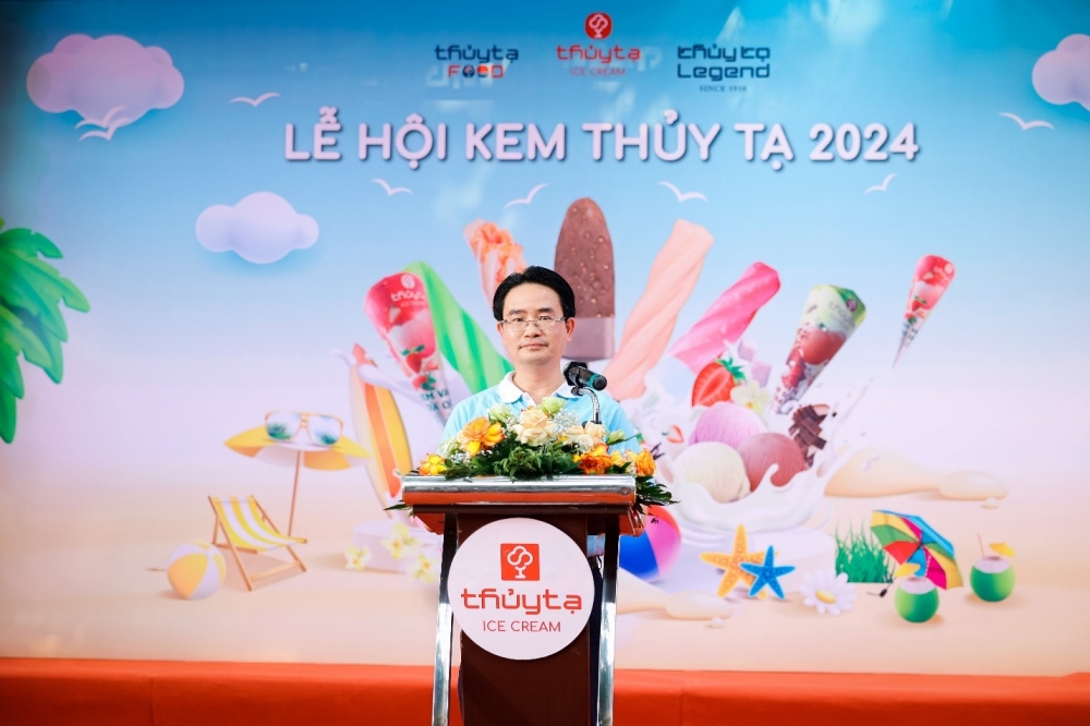 Ông Nguyễn Thái Dũng, Giám đốc Công ty Cổ phần Thủy Tạ cảm ơn sự đồng hành, tin tưởng và tin yêu của người yêu kem đối với thương hiệu Kem Thủy Tạ.
