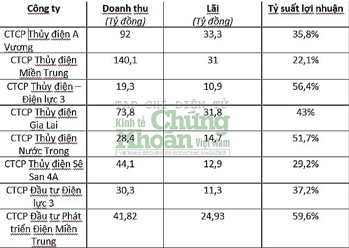 Kết quả kinh doanh quý I/2024 của một số doanh nghiệp mảng thủy điện ở miền Trung. Trong số này, Tổng công ty Điện lực Miền Trung nắm cổ phần lớn tại Thủy điện - Điện lực 3, Thủy điện Miền Trung, Đầu tư Phát triển Điện Miền Trung