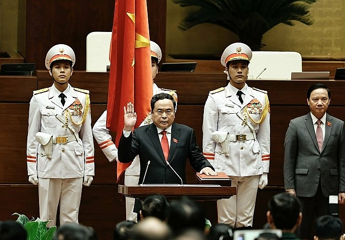 Ông Trần Thanh Mẫn tuyên thệ nhậm chức Chủ tịch Quốc hội. Ảnh: Hoàng Phong