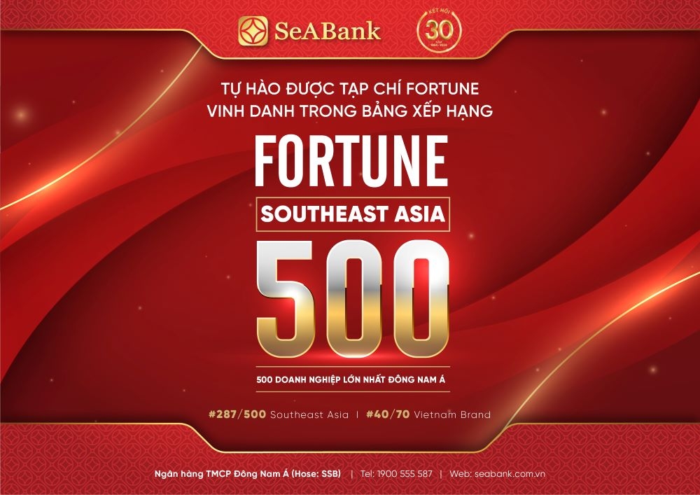 SeABank được vinh danh trong bảng xếp hạng Fortune Southeast Asia 500