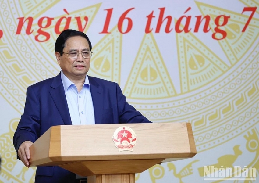 Thủ tướng Phạm Minh Chính phát biểu ý kiến tại hội nghị. (Ảnh: Trần Hải)