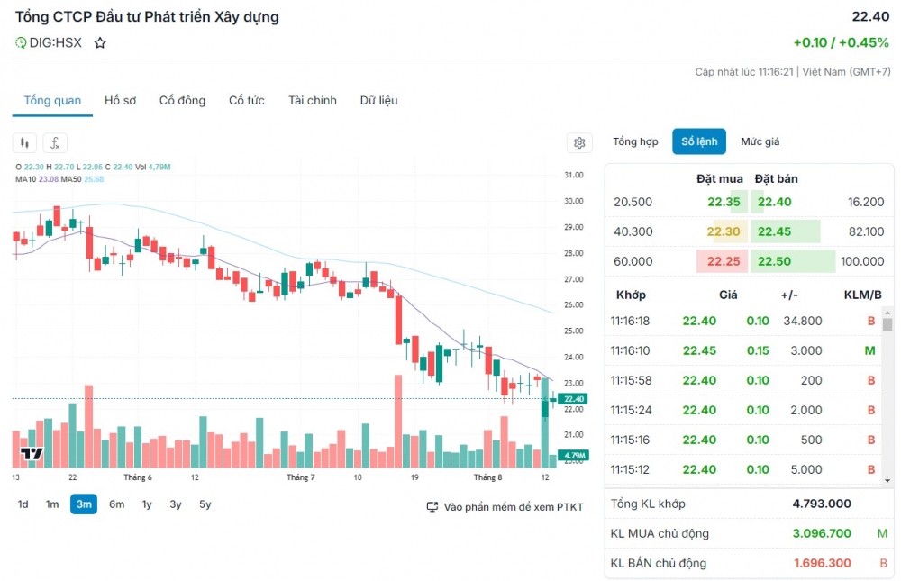 Diễn biến bất ngờ của cổ phiếu DIG sau khi bị bán giải chấp