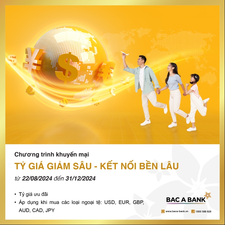 BAC A BANK ưu đãi tỷ giá cho khách hàng mua ngoại tệ và chuyển tiền quốc tế