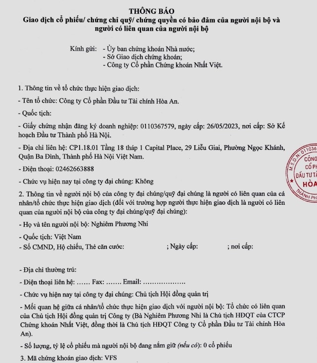 Chứng khoán Nhất Việt trước sự thay đổi lớn: Đầu tư Tài chính Hòa An muốn mua hơn 20 triệu cổ phiếu